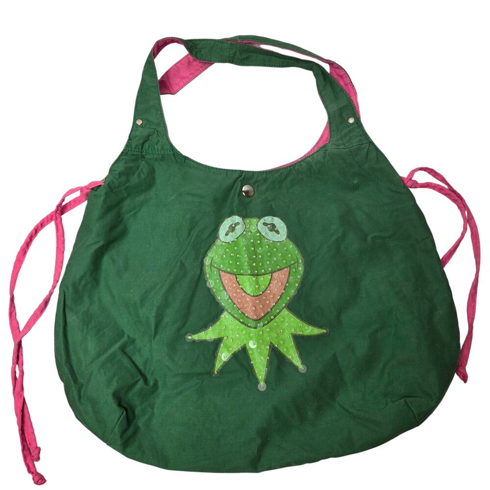 The Muppets Walt Disney World Kermit The Frog Sequined Bag Green Pink hobo
